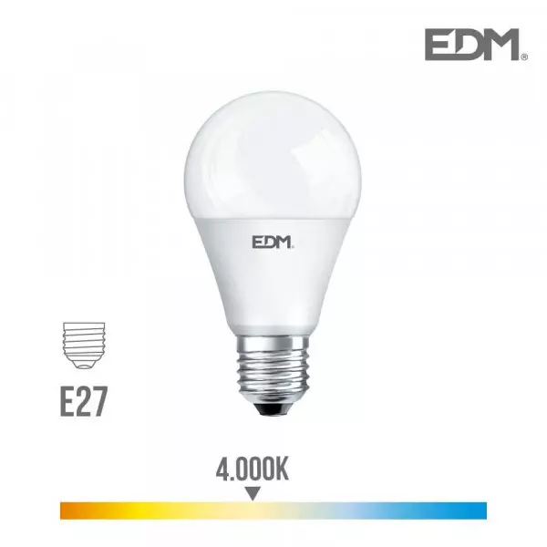 Ampoule LED E27 20W Ronde A60 équivalent à 180W - Blanc Naturel 4000K