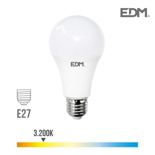Ampoule LED E27 24W Ronde A70 équivalent à 200W - Blanc Chaud 3200K