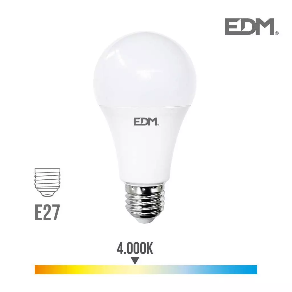 Ampoule LED E27 24W Ronde A70 équivalent à 200W - Blanc Naturel 4000K