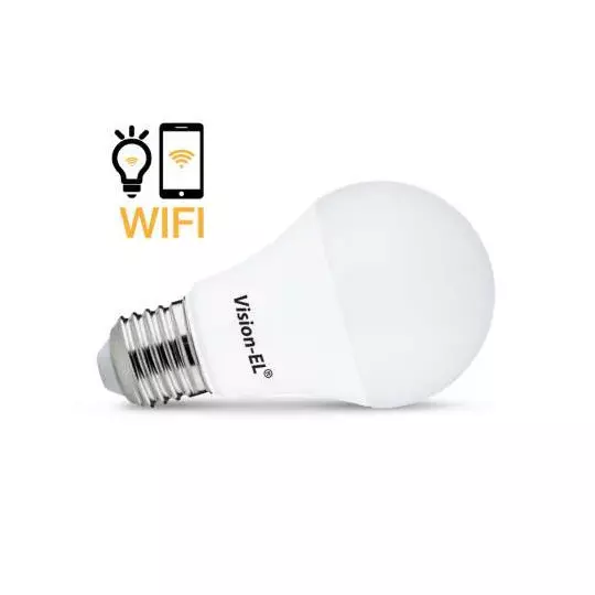 Ampoule LED Dimmable Connectée WIFI Google Assistant - Alexa E27 AC220/240V 9W 800lm 160° IP20 Ø60mm - Blanc Naturel 4000K