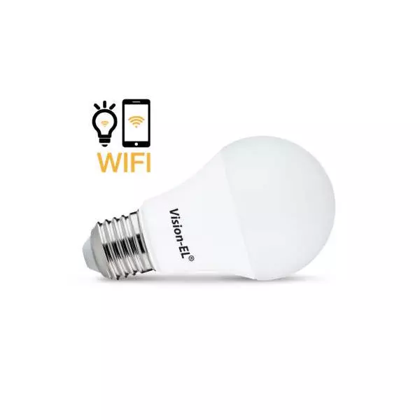 Ampoule LED Dimmable Connectée WIFI Google Assistant - Alexa E27 AC220/240V 9W 800lm 160° IP20 Ø60mm - Blanc Naturel 4000K