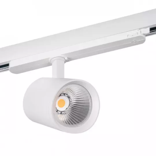 Projecteur LED sur Rail Triphasée Orientable AC220-240V 30W 3000lm 60° IP20 Ø90mm Blanc - Blanc Naturel 4000K