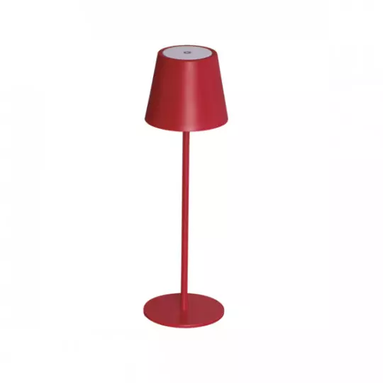Lampe de Table Rouge rechargeable 3,7DC 1,2W 165lm 100° IP54 Ø110mm - Blanc Chaud 3000K