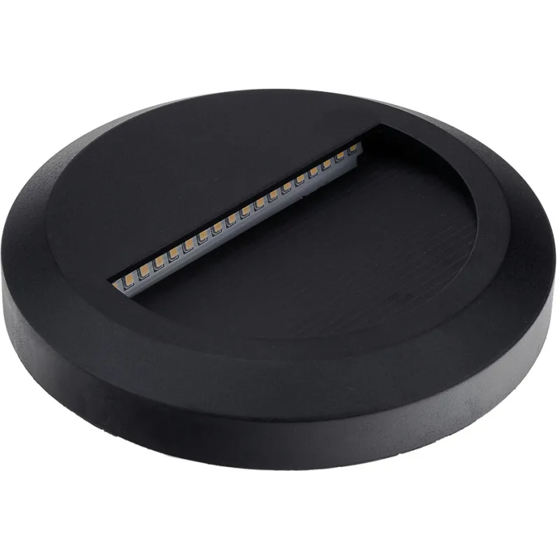 Spot LED Rond Noir - 2W - 80lm - Blanc Chaud 3000K - IP65 - Ø150mm