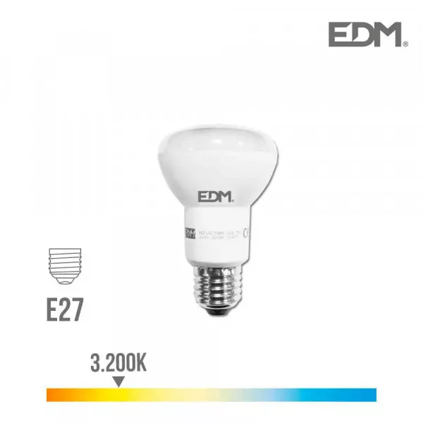 Ampoule LED E27 7W R63 équivalent à 37W - Blanc Chaud 3200K