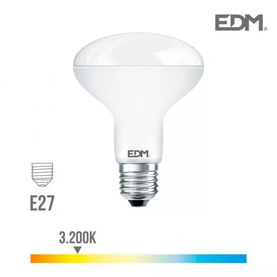 Ampoule LED E27 10W R80 équivalent à 60W - Blanc Chaud 3200K