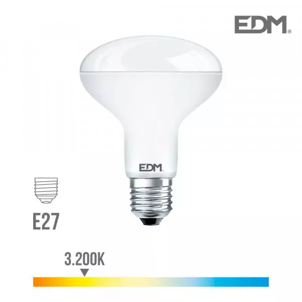 Ampoule LED E27 10W R80 équivalent à 60W - Blanc Chaud 3200K