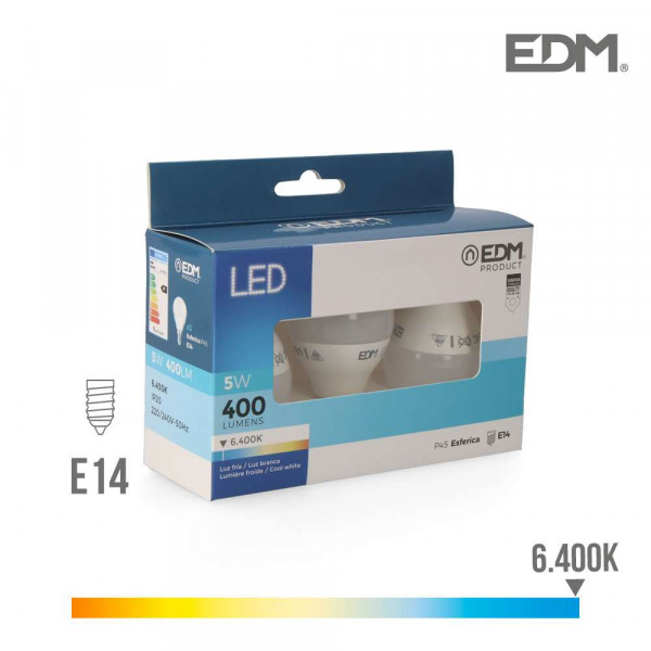 Lot de 3 Ampoules LED E14 5W équivalent à 50W - Blanc du Jour 6400K