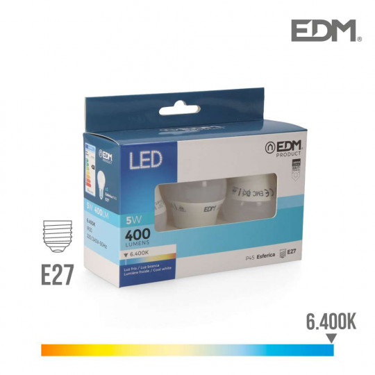 Lot de 3 Ampoules LED E27 5W équivalent à 50W - Blanc du Jour 6400K
