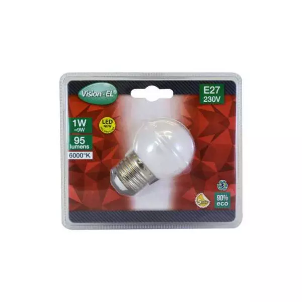 Ampoule LED E27 G45 1W 95lm Ø45mmx70mm - Blanc du Jour 6000K