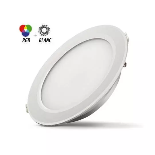 Spot LED Encastrable Dimmable AC100-240V 13W 1100lm 120° IP40 IK06 Ø180mm - RGB+W (2700K à 6500K) perçage Ø143mm