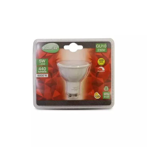 Ampoule LED GU10 Dimmable 5W 440lm 75° Ø50mmx57mm - Blanc du Jour 6000K