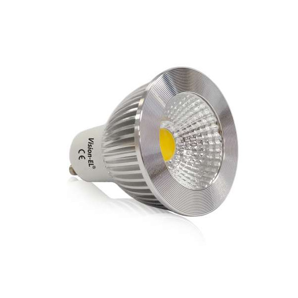 Spot LED GU10 COB 6W (éq 60W) 75° Aluminium - Blanc Chaud 3000K