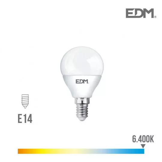 Ampoule LED E14 6W Ronde équivalent à 40W - Blanc du Jour 6400K
