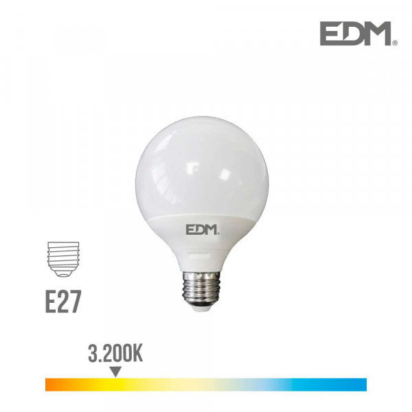 Ampoule LED E27 10W Globe G100 équivalent à 60W - Blanc Chaud 3200K