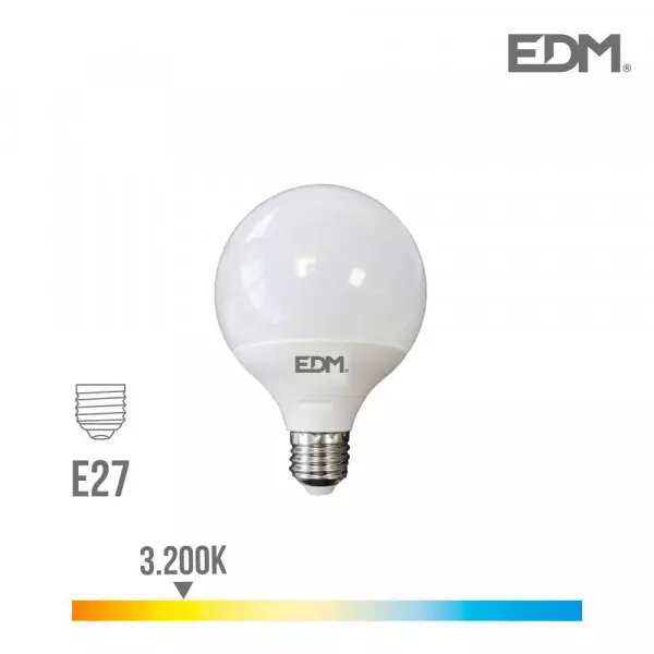 Ampoule LED E27 10W Globe G100 équivalent à 60W - Blanc Chaud 3200K