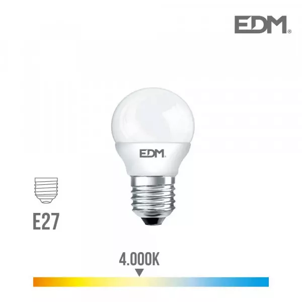 Ampoule LED E27 5W Ronde équivalent à 35W - Blanc Naturel 4000K