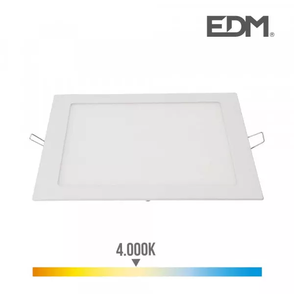 Downlight LED 20W carré 22cm Blanc - Blanc Naturel 4000K