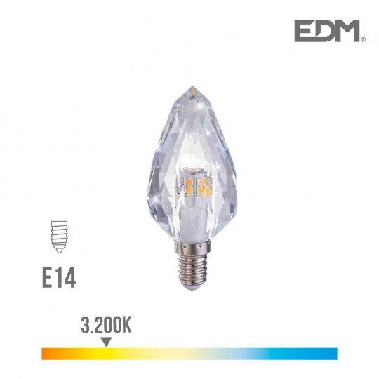 Ampoule LED Flamme E14 3W équivalent à 40W - Blanc Chaud 3200K