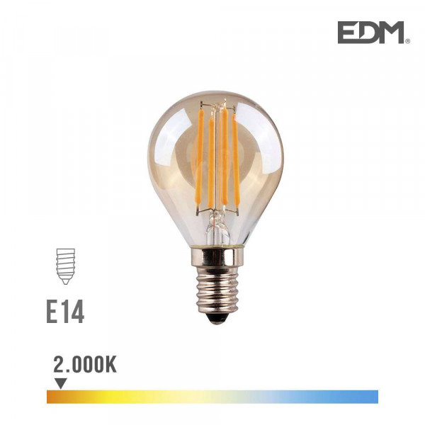 Ampoule LED E14 4,5W Ronde équivalent à 30W - Blanc Chaud 2000K
