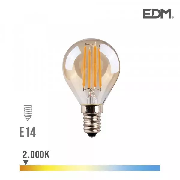 Ampoule LED E14 4,5W Ronde équivalent à 30W - Blanc Chaud 2000K