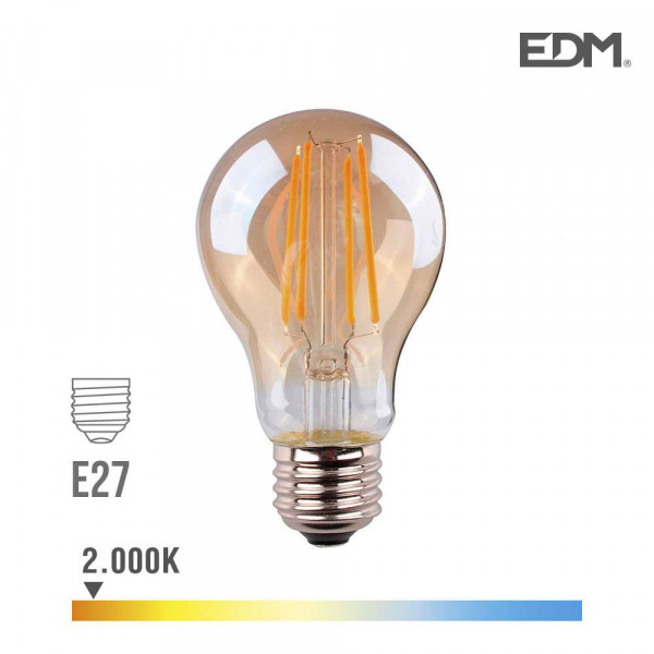 Ampoule LED E27 6W Ronde A45 équivalent à 45W - Blanc Chaud 2000K