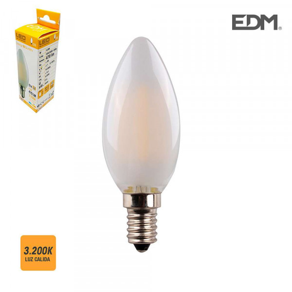 Ampoule LED E14 4,5W Bougie équivalent à 30W - Blanc Chaud 3200K