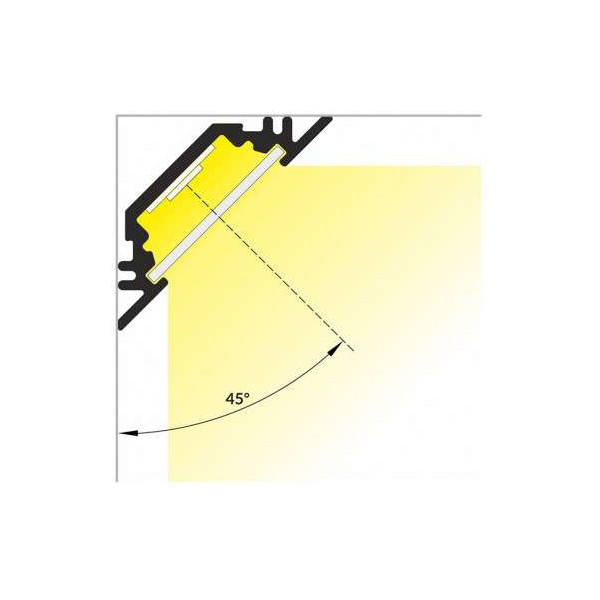 Profilé Angle 45° Aluminium Anodisé 1m pour Ruban LED 10mm