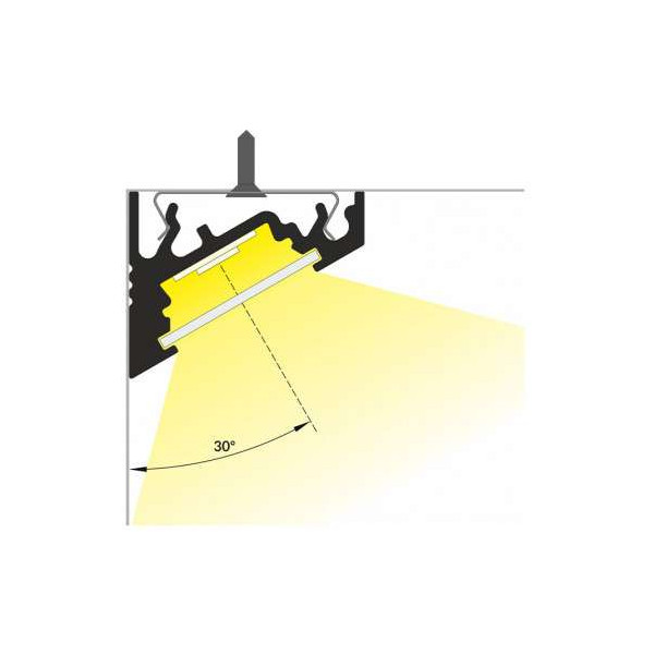 Profilé Angle 30/60° Aluminium Anodisé 2m pour Ruban LED 10mm