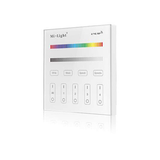 Télécommande Tactile Murale Dimmable RadioFréquence Sans Fil 4 Zones Blanc - RGB / RGBW FUTT3