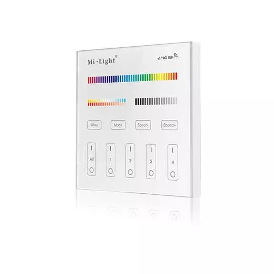 Télécommande Tactile Murale Dimmable RadioFréquence Sans Fil 4 Zones T4 Blanc - RGB+CCT