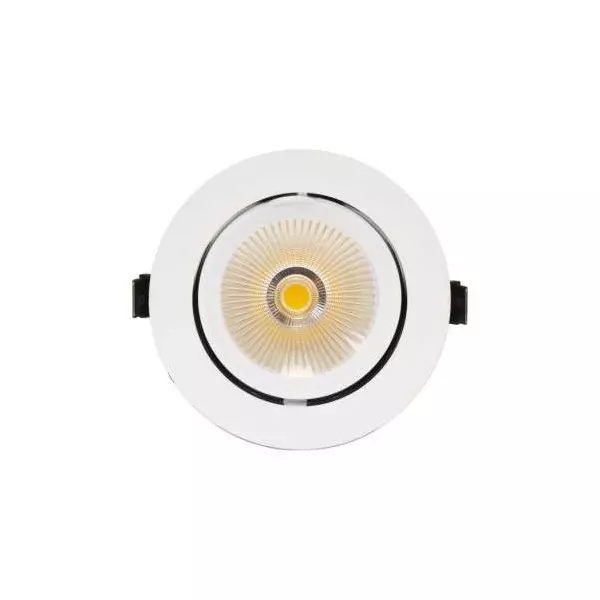 Spot LED Escargot Orientable/Inclinable 10W 900lm (90W) 25° Etanche IP40 IK05 Ø112mm - Blanc Chaud 3000K perçage Ø100mm
