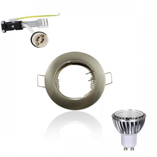 Kit Spot LED GU10 COB 5W dimmable équivalent 5W Blanc neutre 4100K fixe aluminium