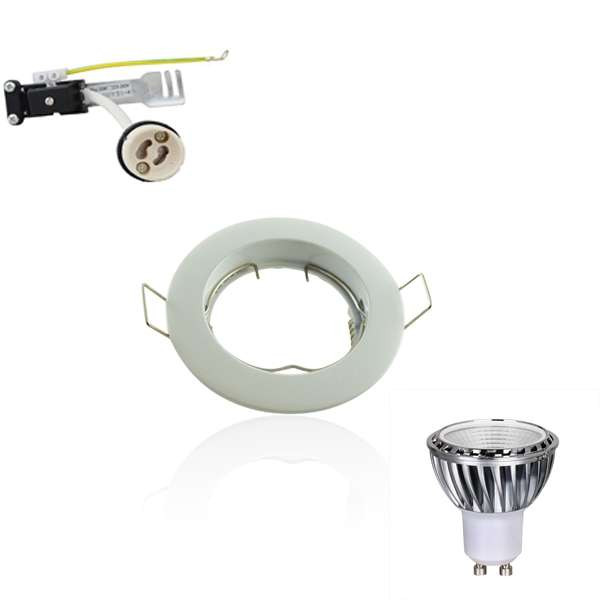 Kit Spot LED GU10 COB 5W équivalent 5W Blanc neutre 4100K fixe blanc dimmable