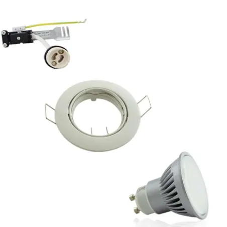 Kit Spot encastrable orientable blanc LED GU10 7W (60W) angle large