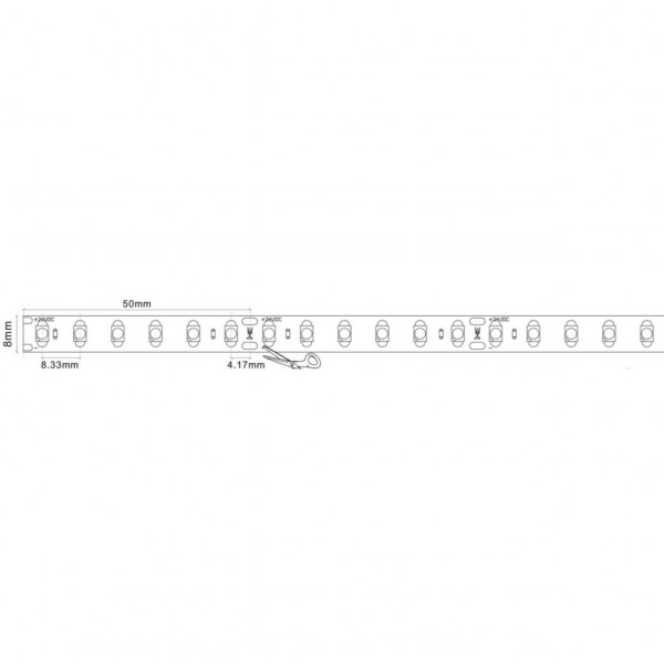 Ruban LED 120LED/m 9,6W/m IP20 5m - Blanc du Jour 6000K