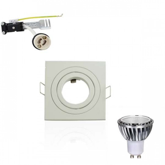 Kit Spot LED GU10 5W carré blanc lumière 50W blanc chaud 2700K Dimmable