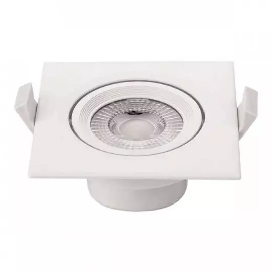 Plafonnier carré encastrable blanc LED 5W COB - éclairage 25W