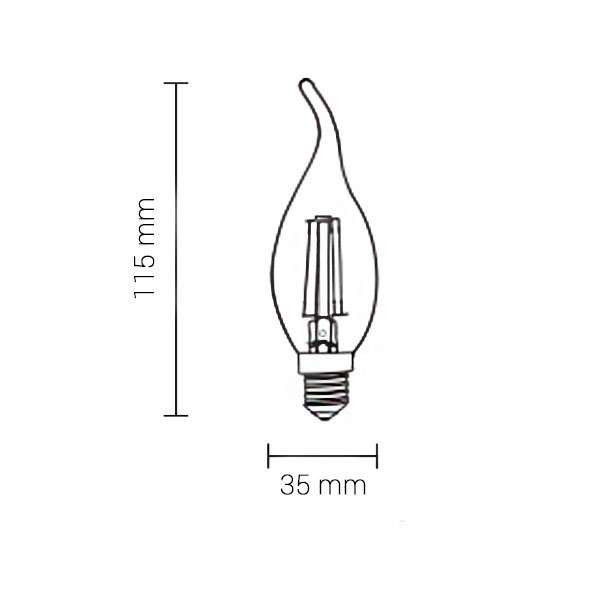 Ampoule LED E14 4W (30W) Filament Flamme Coup de Vent - Blanc Naturel 4500K