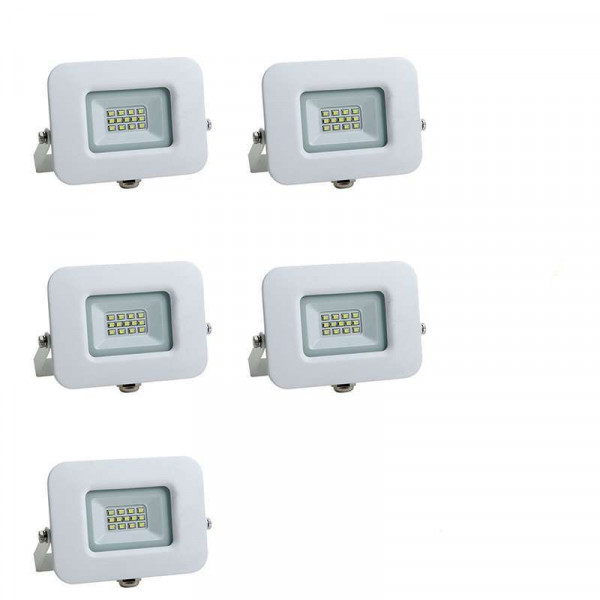 Lot de 5 Projecteurs LED 10W (60W) Blanc Premium Line IP65 850lm - Blanc Naturel 4500K
