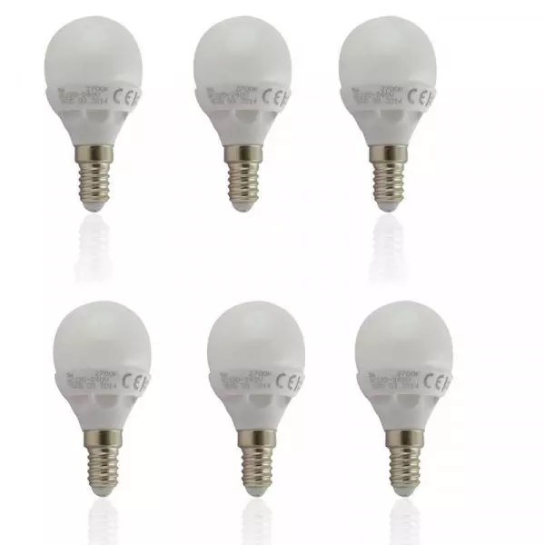 Lot de 6 Ampoules E14 LED 6W Globe Eq 40W - Blanc Naturel 4500K
