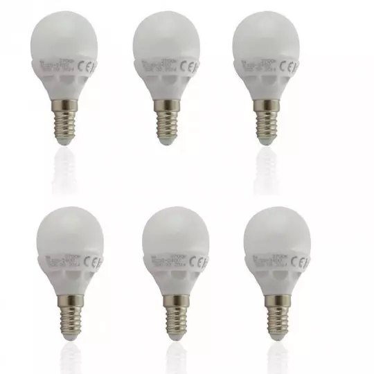 Lot de 6 Ampoules E14 LED 6W Globe Eq 40W - Blanc du Jour 6000K