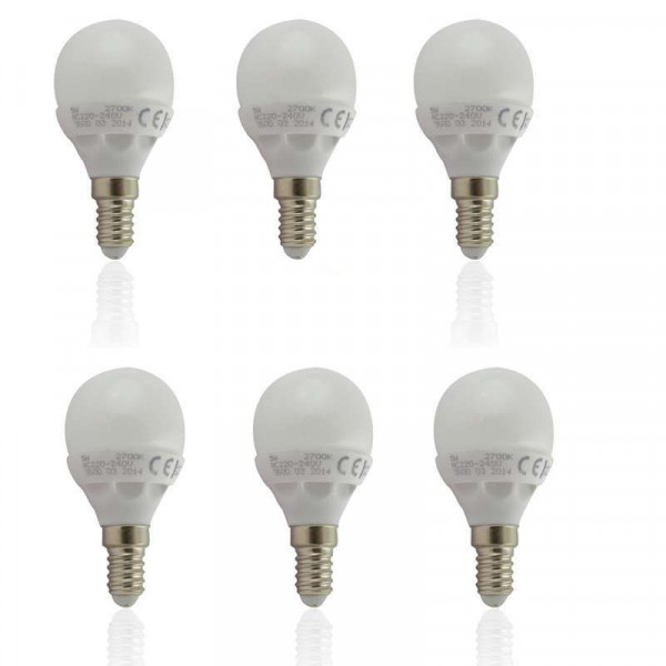 Lot de 6 Ampoules E14 LED 6W Globe Eq 40W - Blanc du Jour 6000K