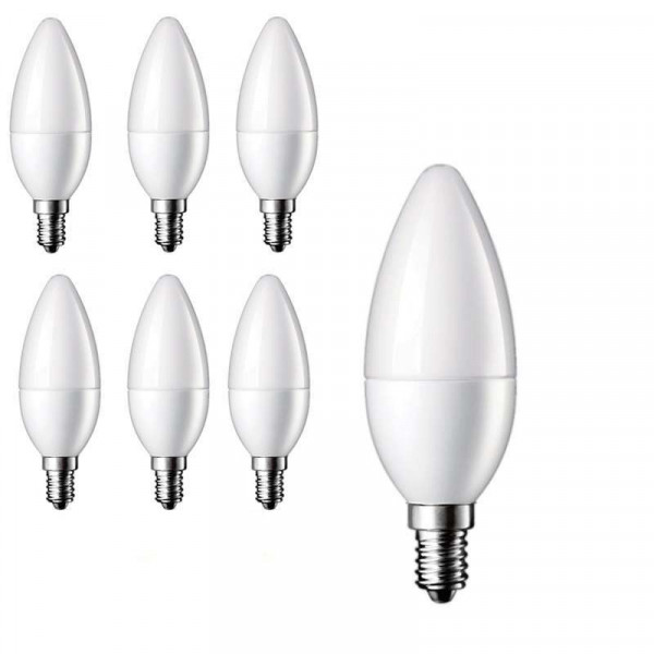 Lot de 6 Ampoules LED E14 Flamme 6W 480lm 280° - Blanc Chaud 2700K