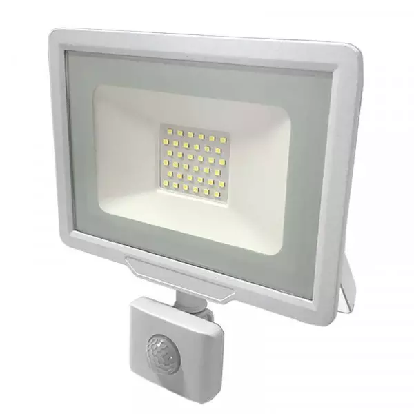 Projecteur LED Blanc 30W (150W) à Détecteur IP65 2400lm - Blanc Chaud 2700K