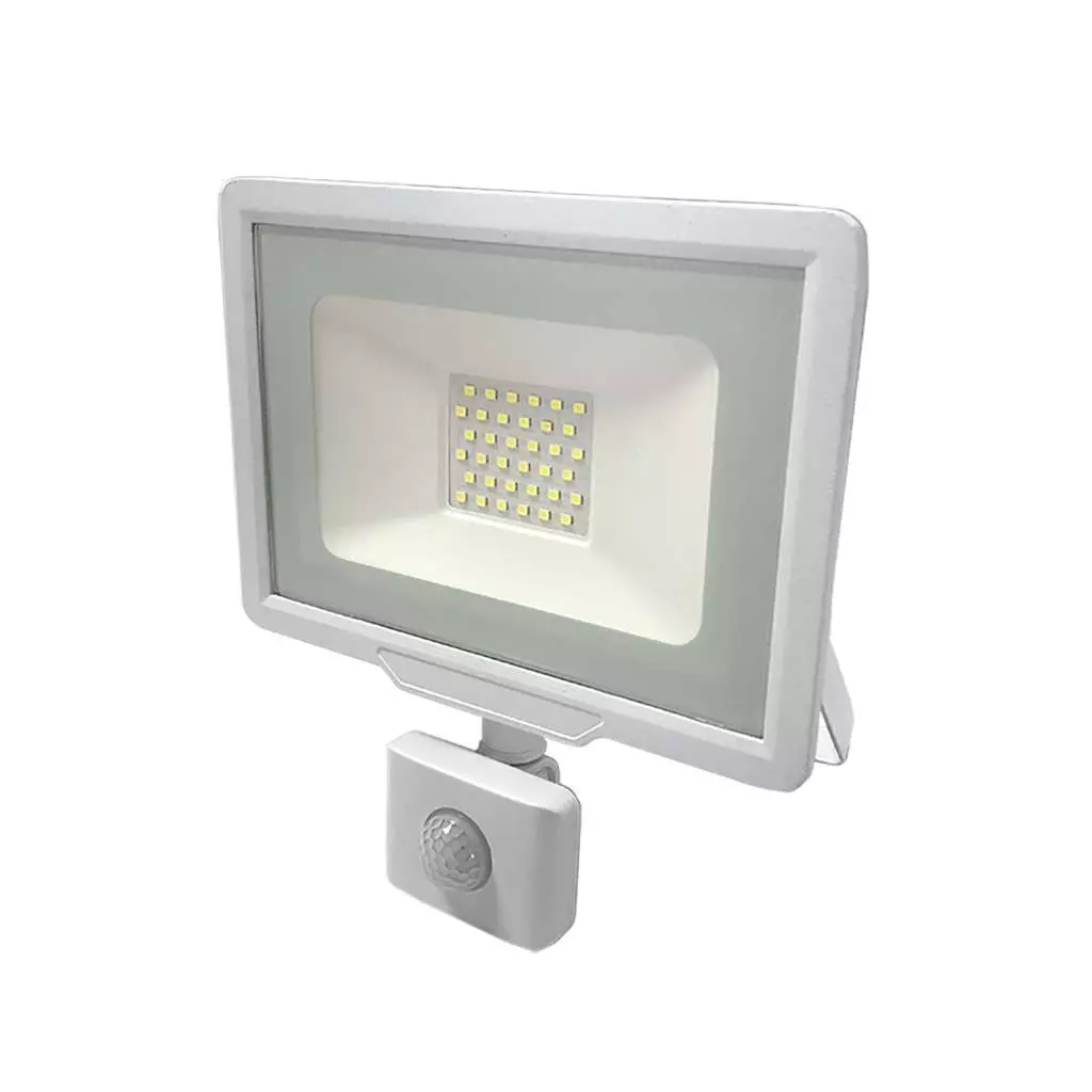 Projecteur LED Blanc 30W (150W) à Détecteur IP65 2400lm - Blanc Naturel  4500K