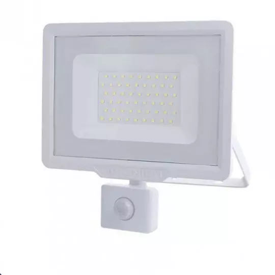 Projecteur LED Blanc 50W (250W) à Détecteur IP65 4000lm - Blanc Naturel 4500K