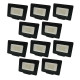 Lot de 10 Projecteurs LED Noirs 30W (200W) Étanche IP65 2400lm - Blanc du Jour 6000K
