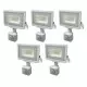Lot de 5 Projecteurs LED Blancs 10W à Détecteur IP65 800lm - Blanc Chaud 2700K