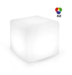 Cube LED Lumineux avec Télécommande Etanche IP44 IK10 400x400mm - RGB